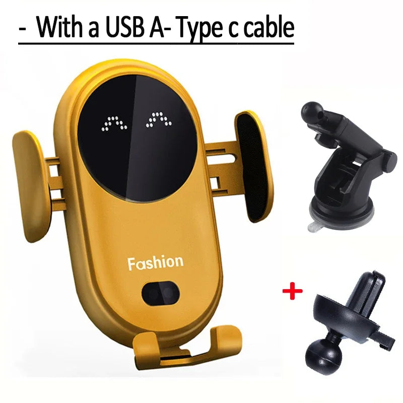 Fast Automatic Clamping Infrared Induction Car Wireless Charger Stand for iPhone 16 15 14 13 Pro Max Samsung Galaxy S25 S24 Plus
