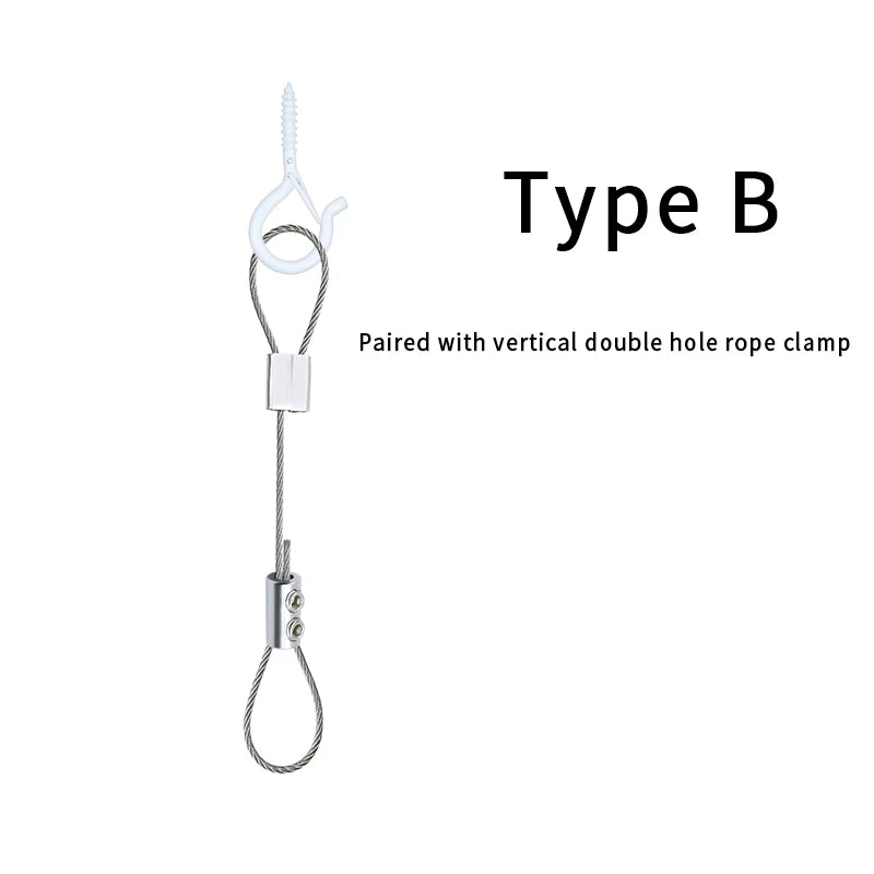 4PCS 1.5mm stainless steel cable, adjustable suspension rope, paired with Q-type hook, used for hanging outdoor string lights