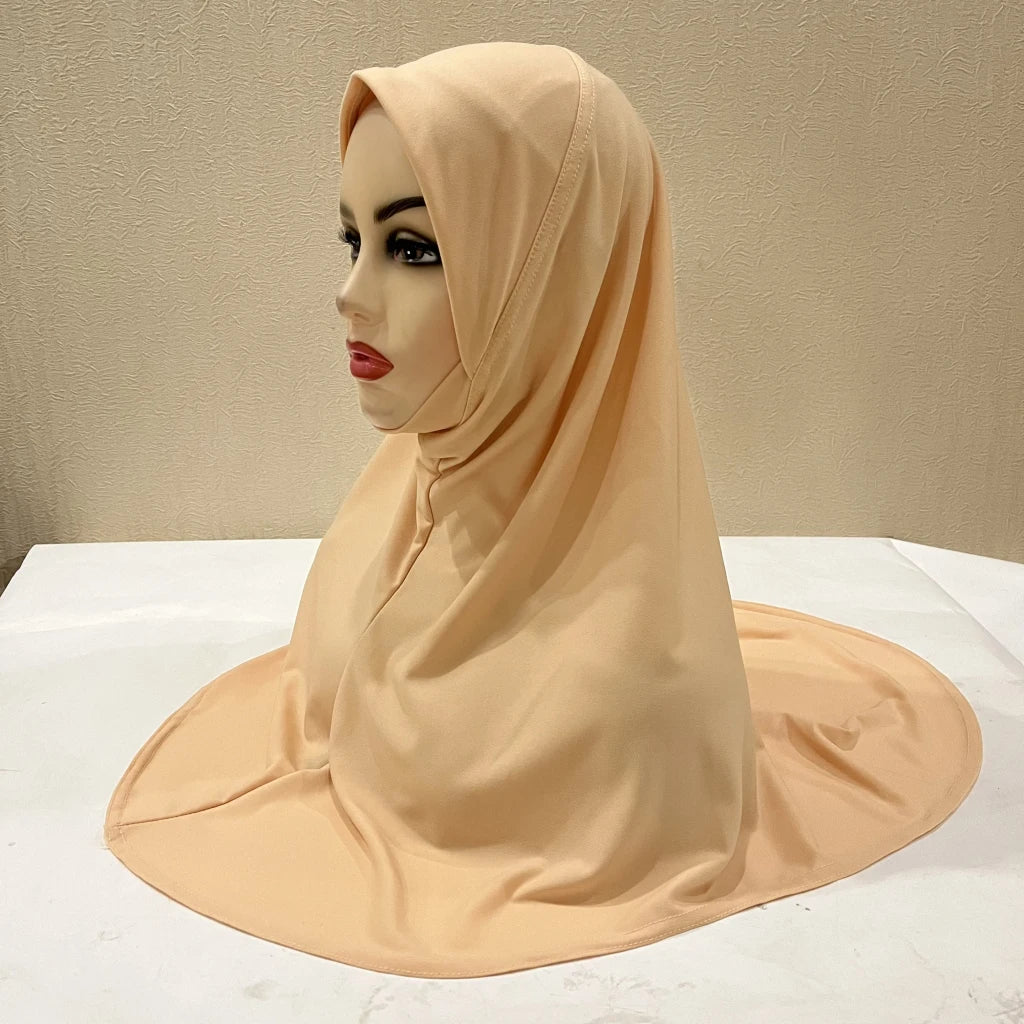 H302 Teenage girls Plain muslim hijab with chin part top quality amira pull on islamic scarf hot sell headscarf ramadan pray hat