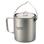 TOMSHOO Ultralight 750ml Titanium Pot Portable Titanium Water Mug Cup with Lid and Foldable Handle Outdoor Camping Cooking