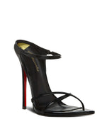 2025 new black slim heeled sandals with a feminine feel, pointed cross straps, high heels, open toed slippers