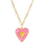 Big Bohemian Heart Pendant - 18K Gold Plated Stainless steel Statement Necklace, Bold Personality Jewelry for Women