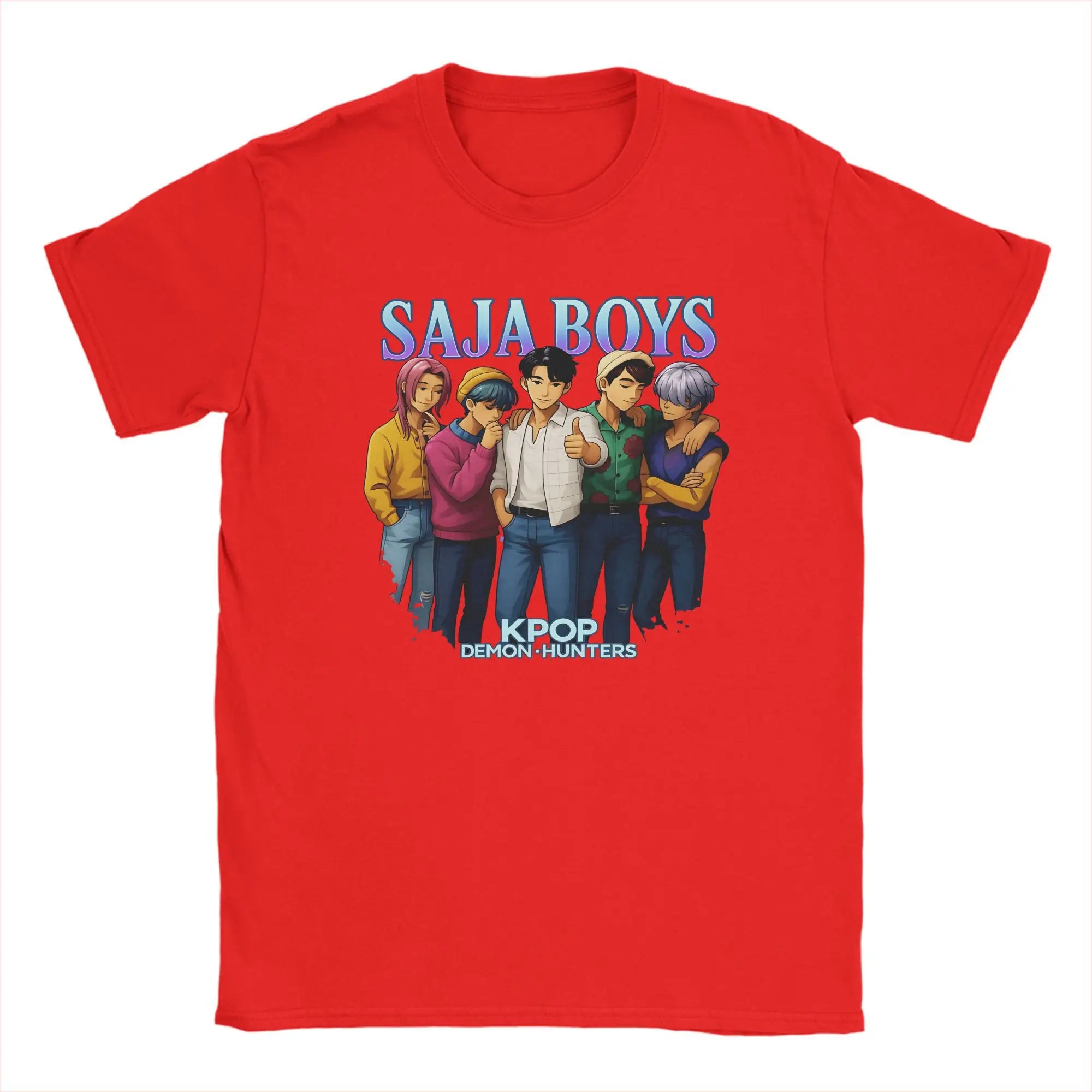 Casual T Shirt Beach Saja Boys Kpop Demon Hunters Anime Style Hippie T Shirts Cotton Tee Shirt for Men Retro Short Sleeve Tees