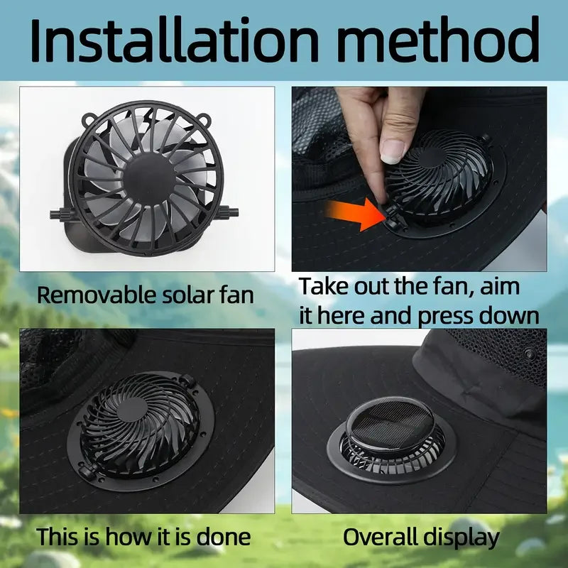 Large Size Quick Dry Bucket Hat with Solar Powered Fan USB Charging Sun Hat for Men Outdoor Hiking Camping Fishing Cooling Wear