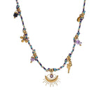 Miranda Fashion Rope Braided Handmade Necklace Drop Natural Stone Devil's Eye Heart Stainless Steel Accessories Popular Jewelry