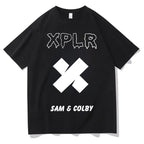 Sam And Colby cotton top tees teen women Pop Culture University Graphic anime t-shirt kawaii 2000s Pastel Graphic anime