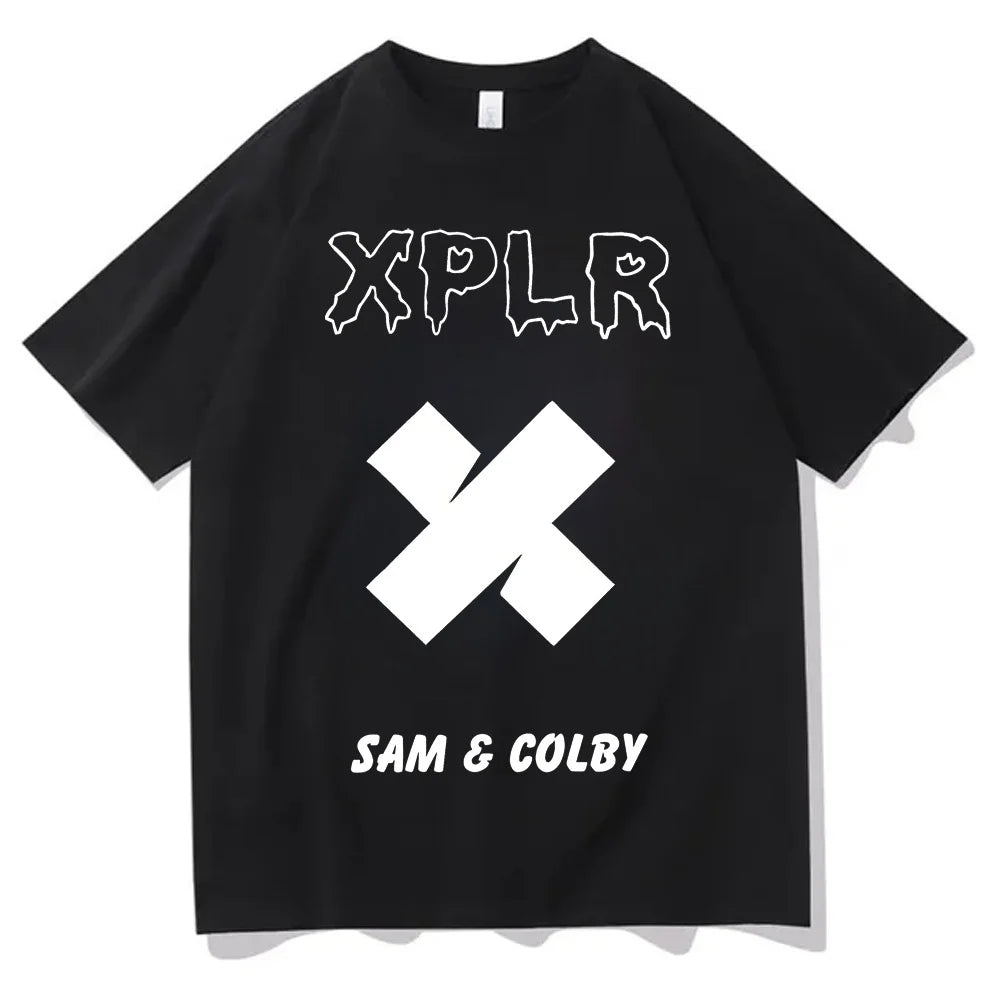 Sam And Colby cotton top tees teen women Pop Culture University Graphic anime t-shirt kawaii 2000s Pastel Graphic anime