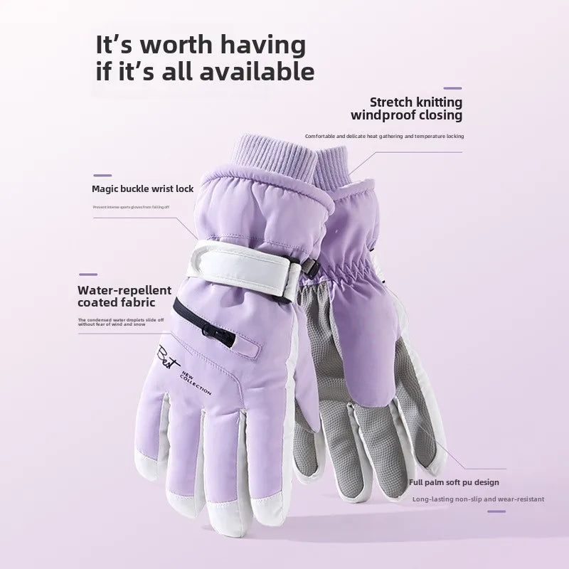 Winter Cycling Gloves Non Slip Touch Ski Gloves Snowboard Accessories Waterproof Pocket Warm Men's and Women's Gloves
