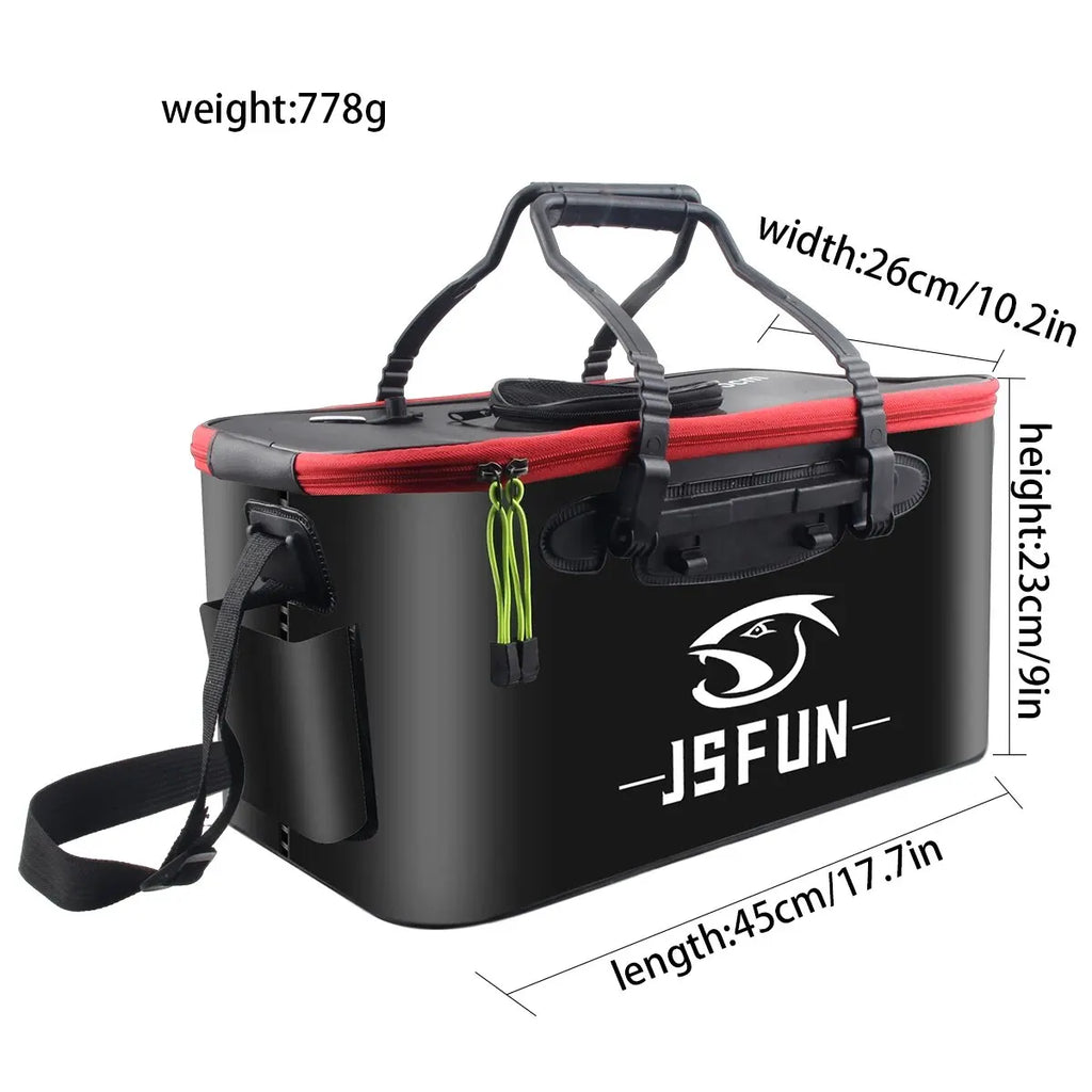 JSFUN Fishing Bucket Folding Thickening Living Fish Bucket Without Oxygen Pump Portable EVA Water Tank Outdoor Fishing Live Fish