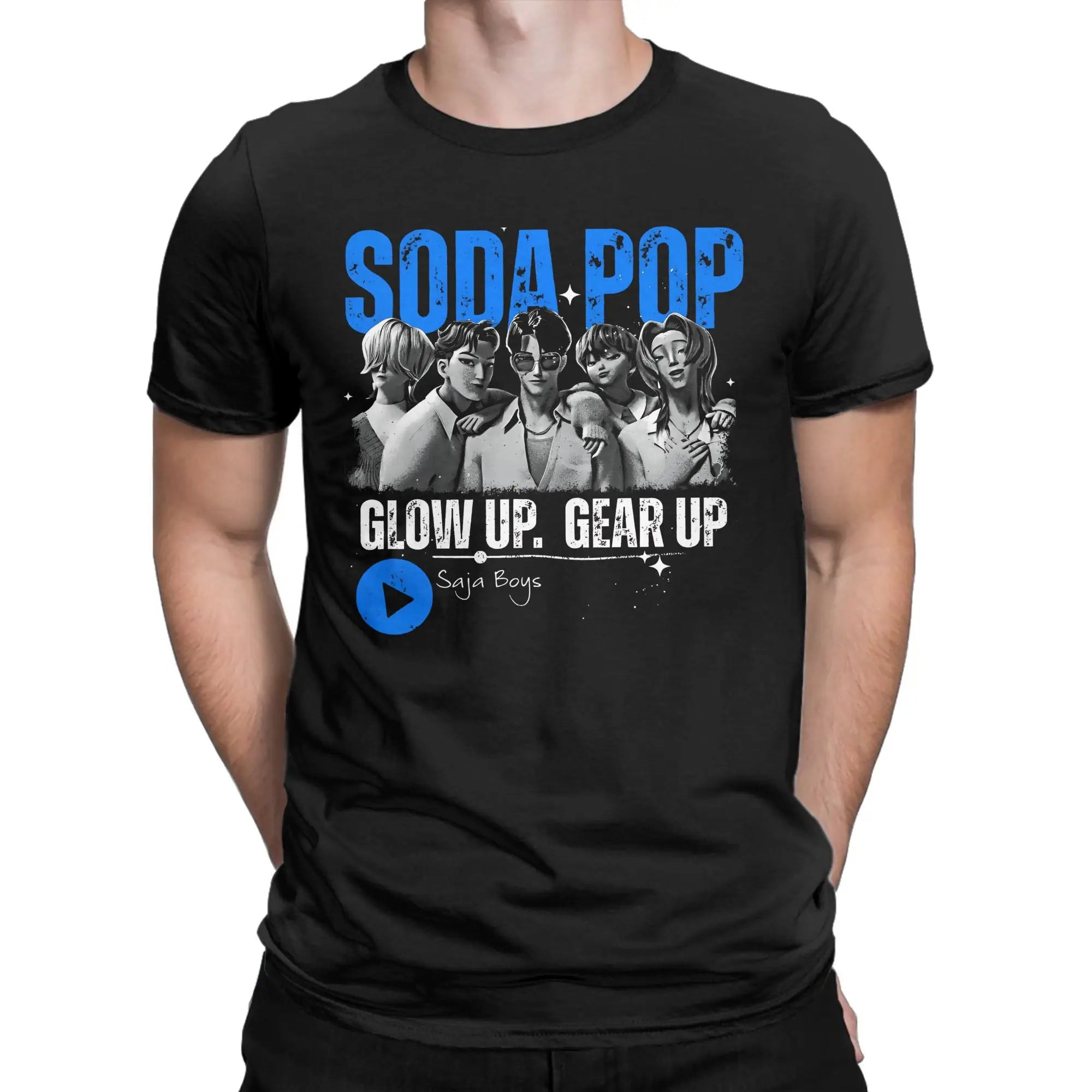 Kpop Demon Hunters Saja Boys 77807249 T-Shirts Men  Novelty 100% Cotton Tee Shirt Crewneck Short Sleeve T Shirts 4XL 5XL Tops