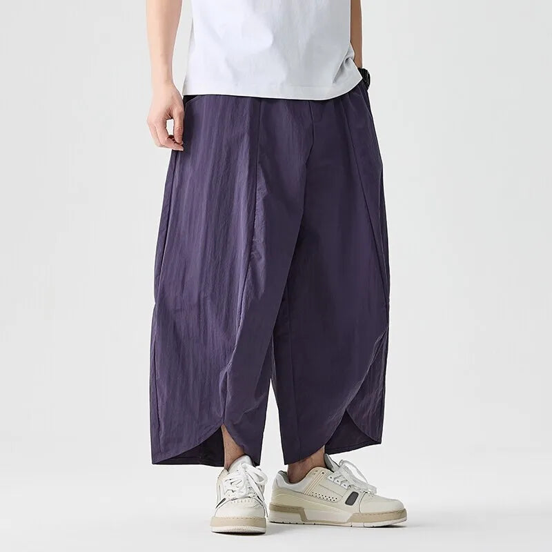 2025 Summer Wide Leg Pants Men sales Casual Pants Japanese Styles Samurai Costume Harun Pants Men Lantern Trousers Sweatpants
