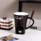 130ml Chocolate Fondue Cup European Candle Cup Ceramic Mug Heating Food Cheese Creative Coffee Mug With Fork Christmas Party