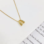 Golden Color Stainless Steel Initial Necklace for Women Girls Chunky Bubble Letter Pendant Necklaces Trendy Collar Jewelry Gift