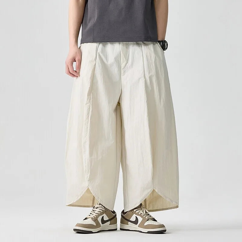 2025 Summer Wide Leg Pants Men sales Casual Pants Japanese Styles Samurai Costume Harun Pants Men Lantern Trousers Sweatpants