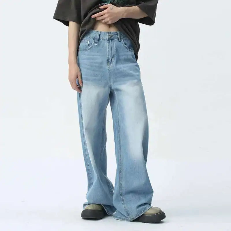 IEFB Wide Leg Jeans New Simple Style Pocket Zipper Casual Male Denim Pants 2025 Spring Fashion Men's Trousers Looes 9C1519
