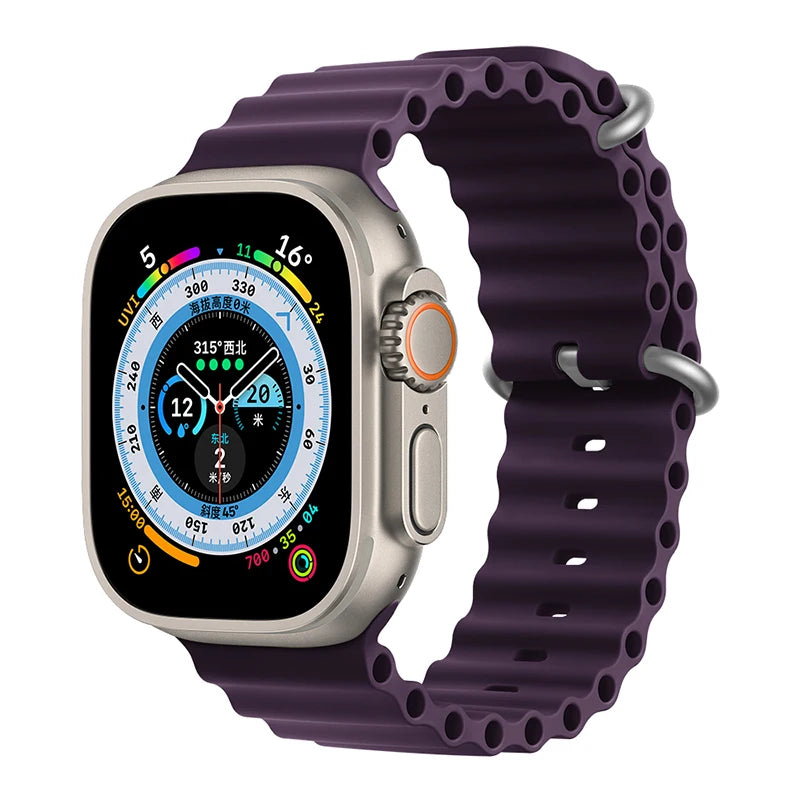 Ocean Strap for Apple Watch Ultra 2 Band 49mm 44mm 40mm 45mm 41mm 42mm 46mm 38mm Silicone Bracelet iWatch Series 10 9 SE 8 7 6 5