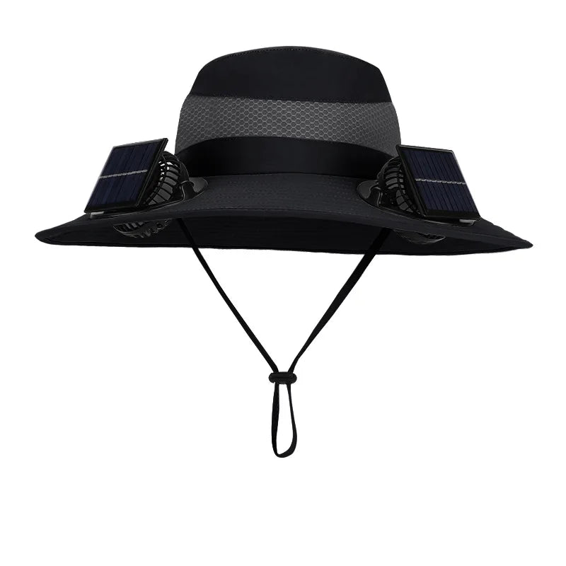 Double Fan Sun Hat For Men Summer Outdoor  Fishing Sun Protection Visor Fisherman Hat 12CM Wide Brim Breathable Bucket Hat Male