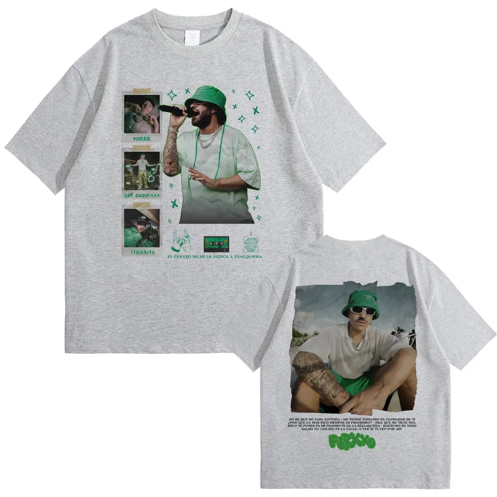 Rapper Feid Ferxxo Ferxxocalipsis World Tour T-shirt Men Women Hip Hop Fashion Pop Music T Shirt Mens Retro Oversized Streetwear