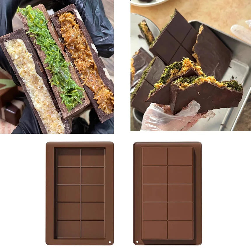 1Pcs DIY Handmade Chocolate Mold Silicone Mold Dubai Chocolate Silicone Mold Baking Supplies Candy Making Tools 10 Squares Choco