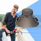 Multifunction Double Fan Solar Hat UV Protection Breathable Fisherman Cap Summer Outdoor Rechargeable Sun Fan Gift for Father