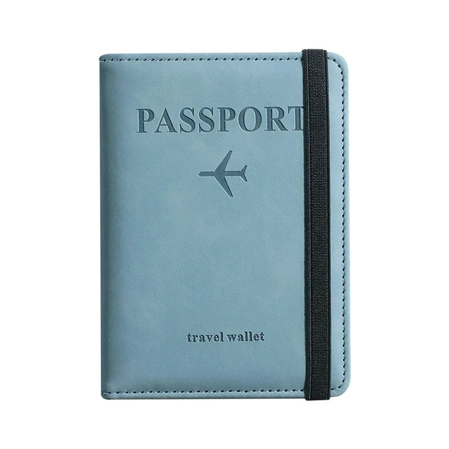 Anti-theft RFID Protection PU Leather Passport Holder Multifunctional Document Travel Wallet with Luggage Tag and Boarding Pass