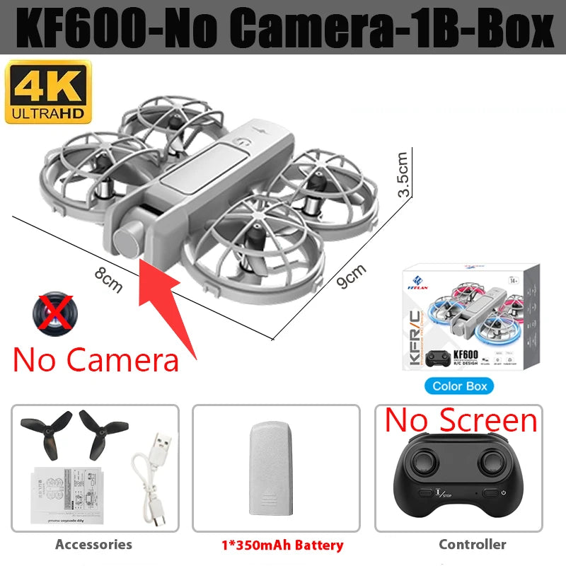 KF600 4K Camera Drone With LED Screen Controller One Key Take Off 360 ° Rotate 3D Stunt Fly FPV Mini Quadcopter RC Drones