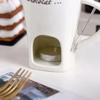 130ml Chocolate Fondue Cup European Candle Cup Ceramic Mug Heating Food Cheese Creative Coffee Mug With Fork Christmas Party
