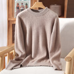 Women's 100% Mink Cashmere Sweater Crewneck Pullover Sweater Fleece Knitted Premium Clothing Winter Warm Long Sleeve Pullover