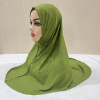 H302 Teenage girls Plain muslim hijab with chin part top quality amira pull on islamic scarf hot sell headscarf ramadan pray hat