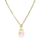 Cartoon Banana Milk Bottle Pendant Necklace with Lobster Clasp Protect Gold Silver Color Alloy Chain Jewelry Gift for Girl Women