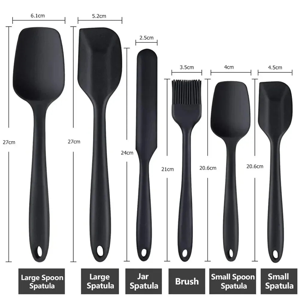 6 Pcs/Set Silicone Spatula Set Food Grade Non Stick Heat Resistant Spatulas Turner for Cooking Baking Mixing Baking Tools