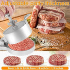 Burger Press Adjustable Thickness Non Stick Minced Steak Maker Aluminum Alloy Grill Tool BBQ Patty Mould Kitchen Cooking Gadget