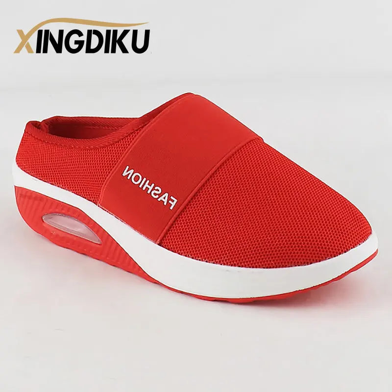 Cushion Slip-On Women Walking Shoes Orthopedic Diabetic Ladies Platform Mules Mesh Lightweight Slippers Wedge Female Sneaker