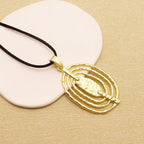 1 piece of matte golden vintage large pendant necklace featuring open heart