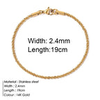 Gold Color Bracelet Stainless Steel Twist Cuban Chain Bracelet for Women Chain Bracelet Jewelry Gifts Wholesale Dropshipping