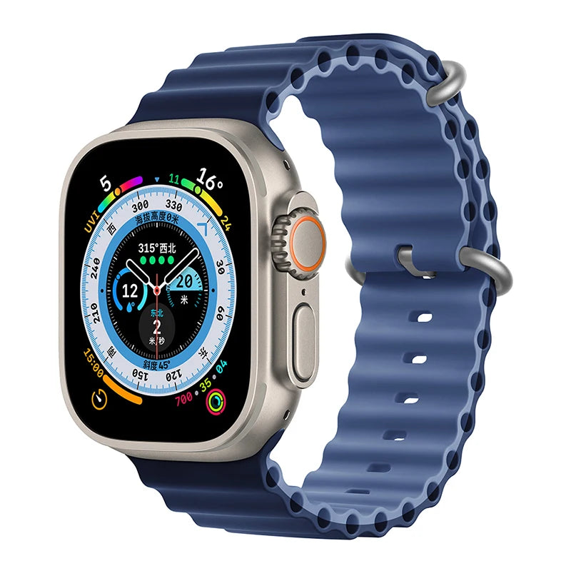 Ocean Strap for Apple Watch Ultra 2 Band 49mm 44mm 40mm 45mm 41mm 42mm 46mm 38mm Silicone Bracelet iWatch Series 10 9 SE 8 7 6 5