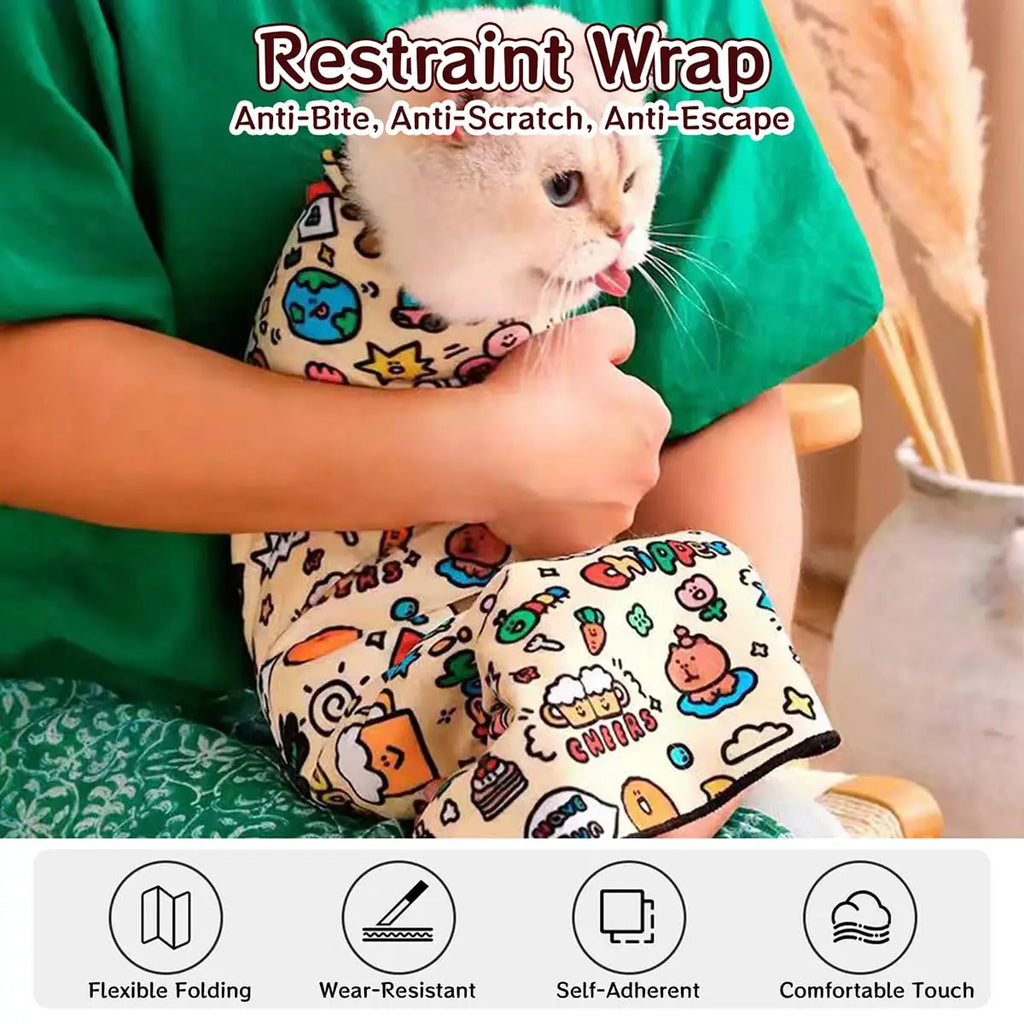 Pet Fixed Cloth Pet Wrap Cat Wrap Grooming Nail Clippers Injections Self-adhesive Anti Bite Scratch Anti Escape Restraint Bag