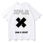 Sam And Colby cotton top tees teen women Pop Culture University Graphic anime t-shirt kawaii 2000s Pastel Graphic anime