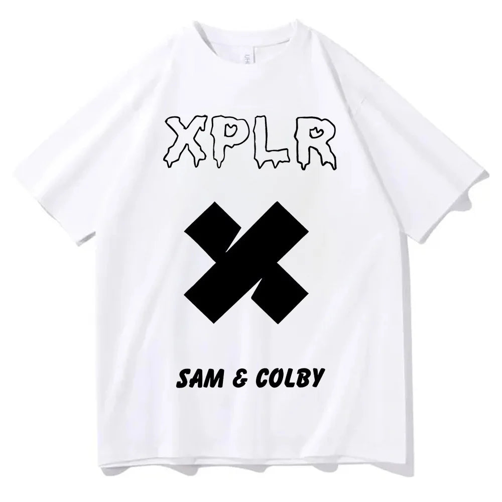 Sam And Colby cotton top tees teen women Pop Culture University Graphic anime t-shirt kawaii 2000s Pastel Graphic anime