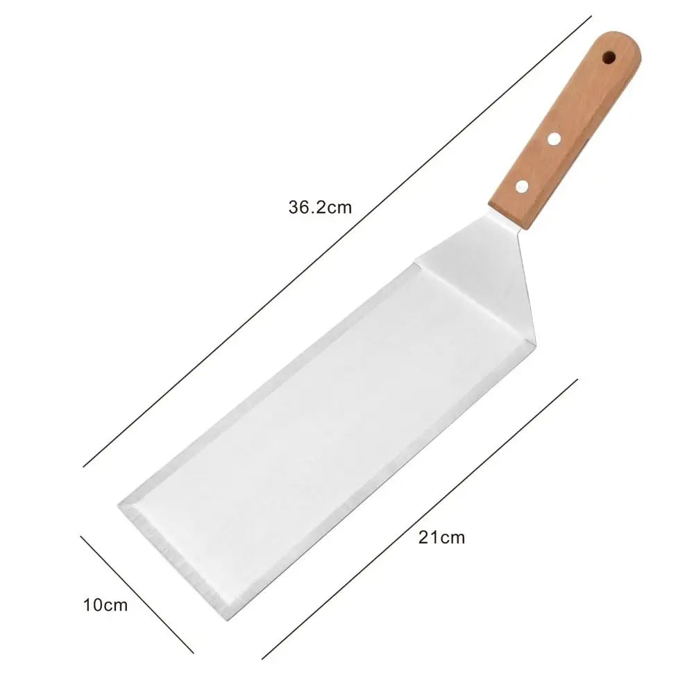 With Blade Grill Spatula Square/rectangle Head Griddle Spatula Pancake Scraper Anti-scald Handle Steak Spatula Burger