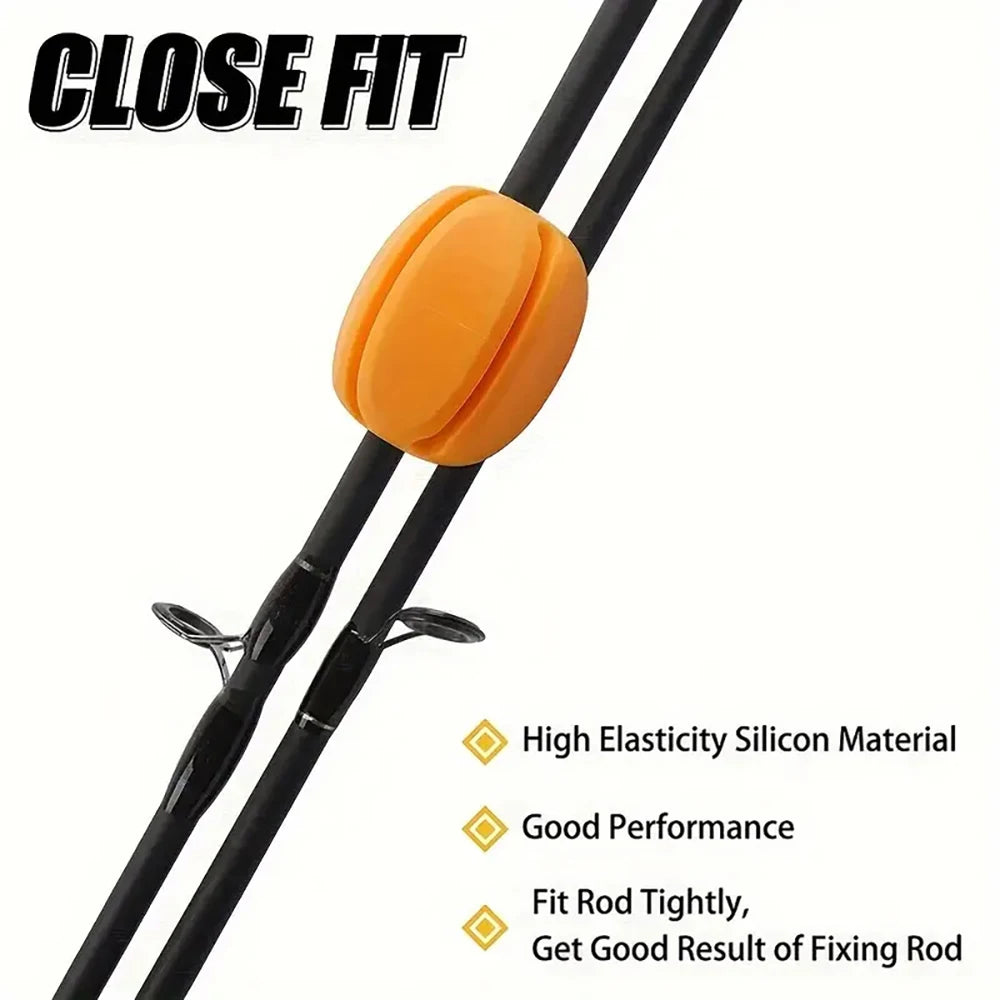 Non-Slip Silicone Rod Ball Retaining Clip Rod Holder Protector-Secure Rod Fixation Clip-Elastic Durable Anti-Drop Fishing Gear