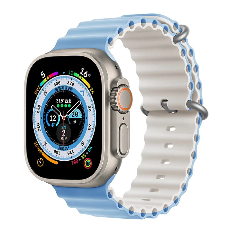 Ocean Strap for Apple Watch Ultra 2 Band 49mm 44mm 40mm 45mm 41mm 42mm 46mm 38mm Silicone Bracelet iWatch Series 10 9 SE 8 7 6 5