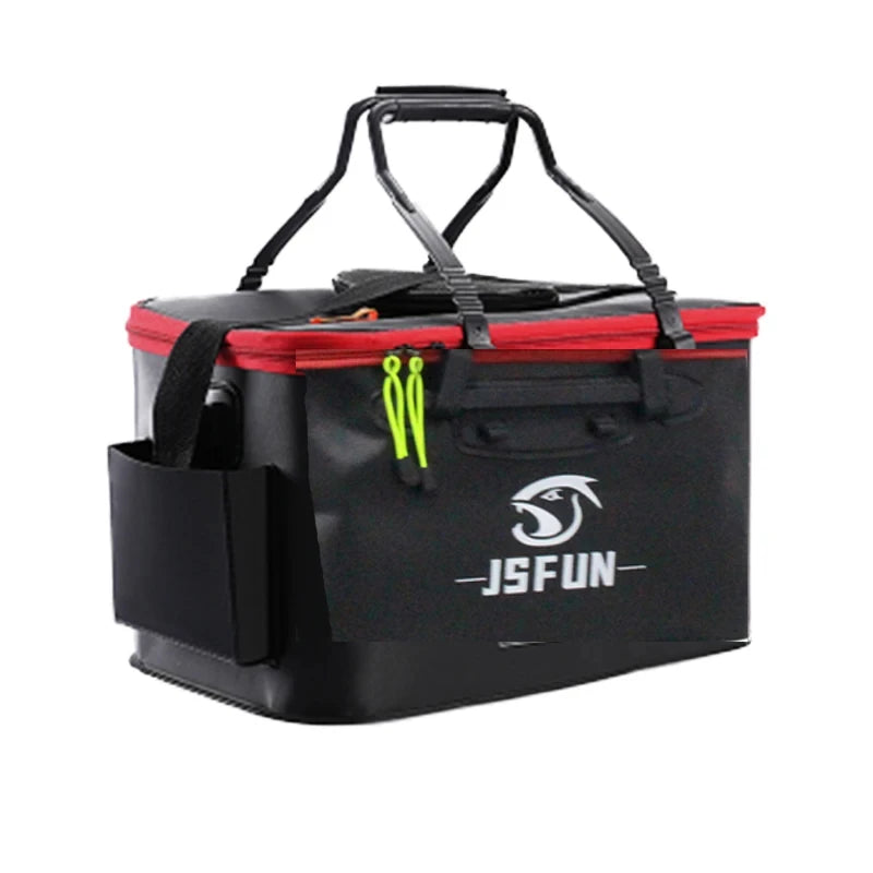 JSFUN Fishing Bucket Folding Thickening Living Fish Bucket Without Oxygen Pump Portable EVA Water Tank Outdoor Fishing Live Fish