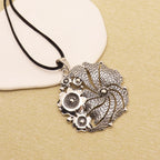 1 piece of matte golden vintage large pendant necklace featuring open heart