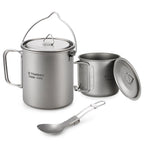 TOMSHOO Ultralight 750ml Titanium Pot Portable Titanium Water Mug Cup with Lid and Foldable Handle Outdoor Camping Cooking