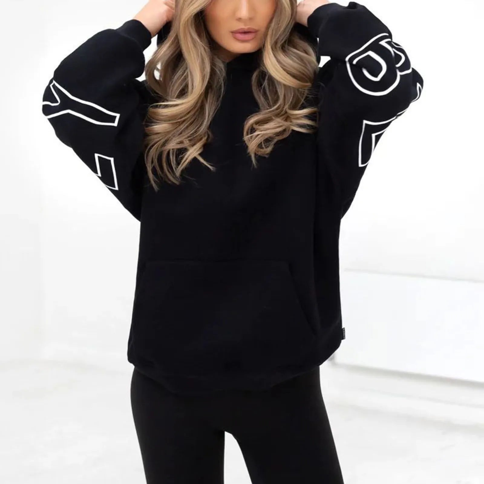 Classic Solid Color Simple Lazy Style Basic Hoodies For Men And Women Letter Printed Soft Sports Pullover Sweatshirt