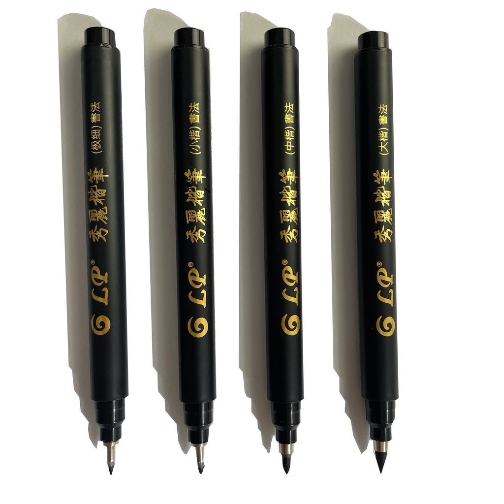 4 pcs Size black Chinese style Calligraphy Brush tip Pen  for Student easy writing Markers Art Office School Supplies Stationery