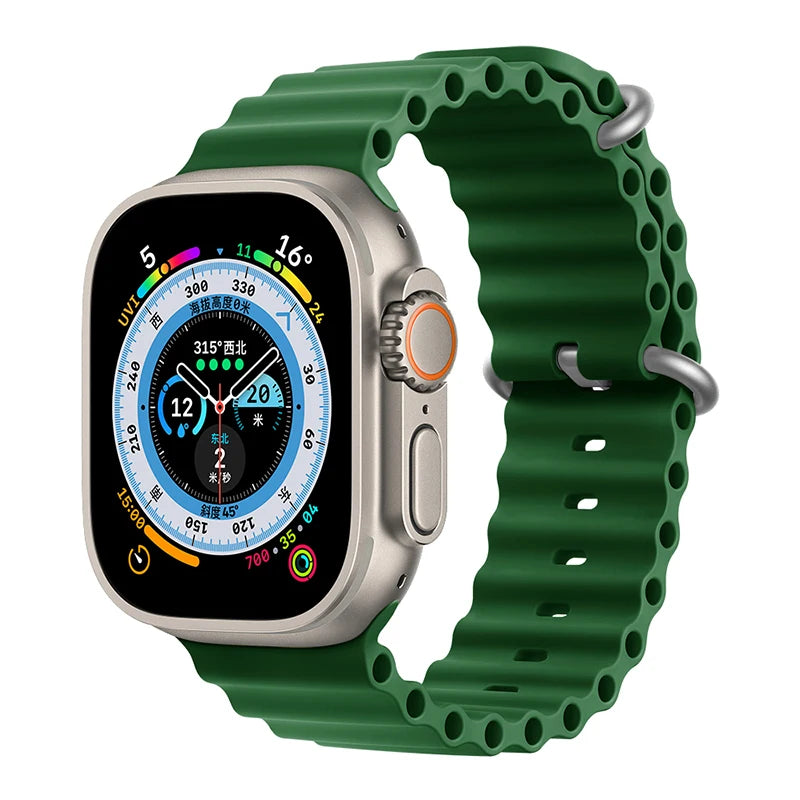 Ocean Strap for Apple Watch Ultra 2 Band 49mm 44mm 40mm 45mm 41mm 42mm 46mm 38mm Silicone Bracelet iWatch Series 10 9 SE 8 7 6 5