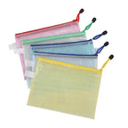 5PCS Stationery Storage Folder File Mesh Zipper Pouch A5 Document Bag Zip File Folders School Office Supplies