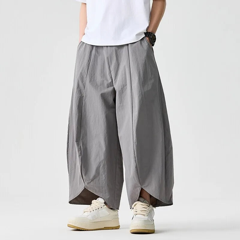 2025 Summer Wide Leg Pants Men sales Casual Pants Japanese Styles Samurai Costume Harun Pants Men Lantern Trousers Sweatpants